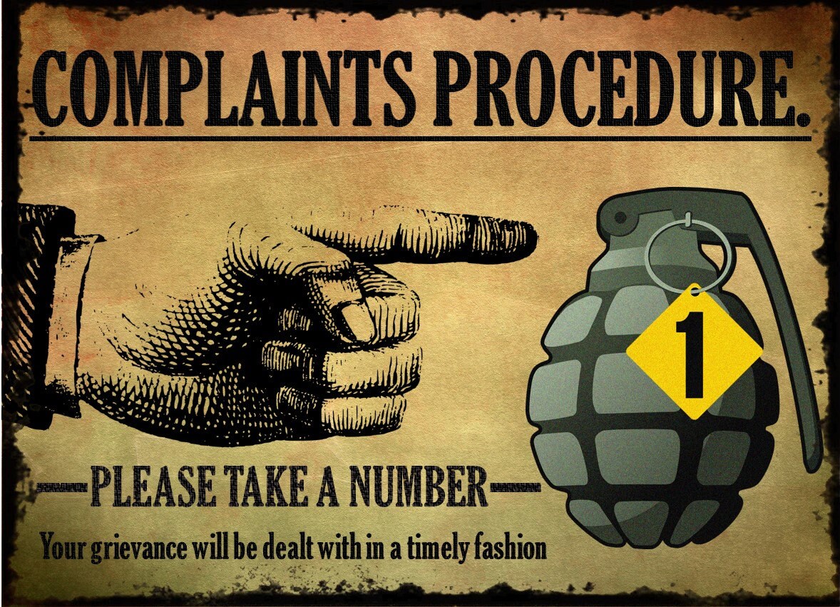 Complaints Procedure Funny Metal Plaque/Sign, Garage, Shed, Bar, Man Cave
