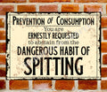 No Spitting Sign: Reproduction Vintage Plaque for Home Bar, Garage