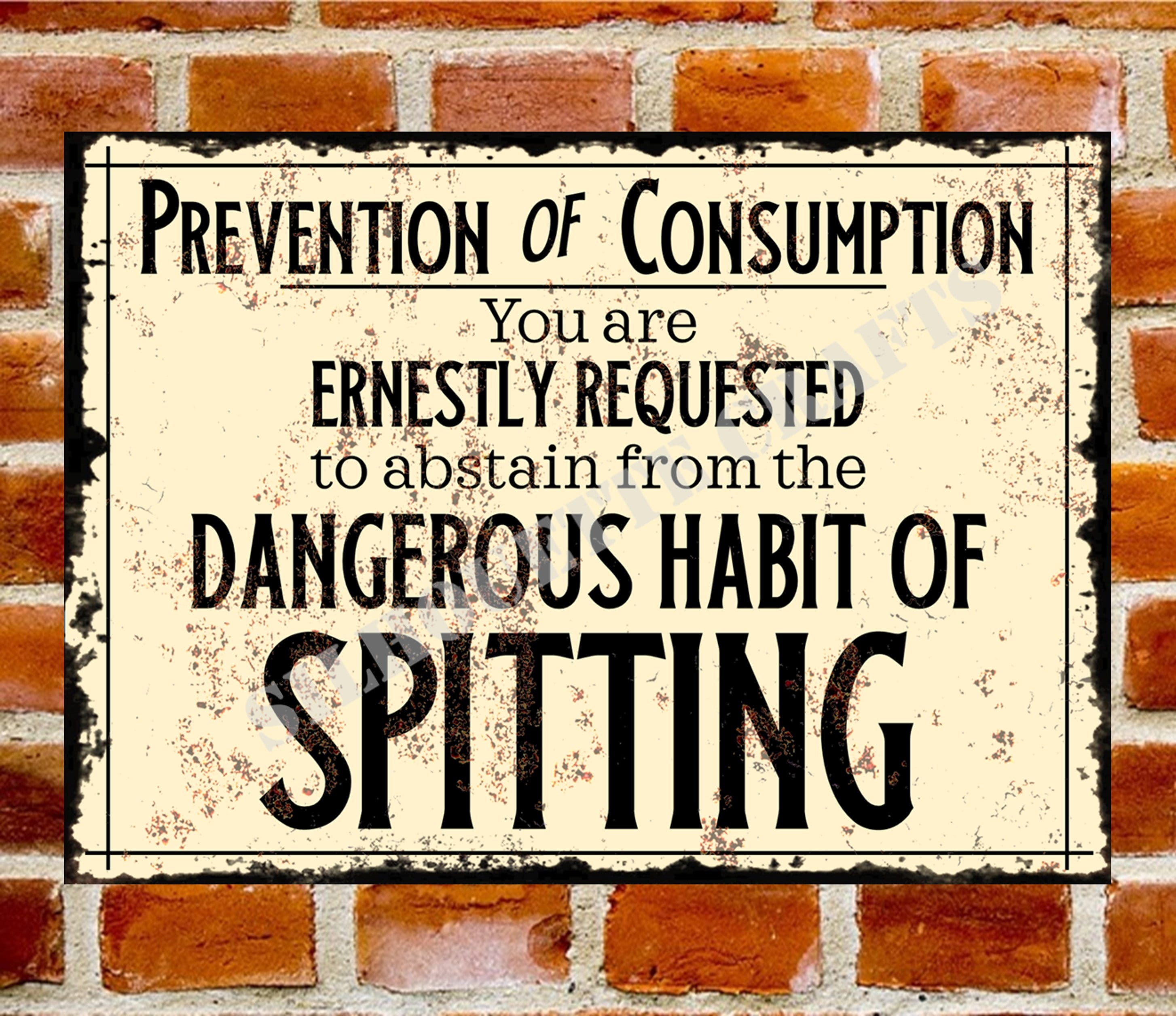 No Spitting Sign: Reproduction Vintage Plaque for Home Bar, Garage