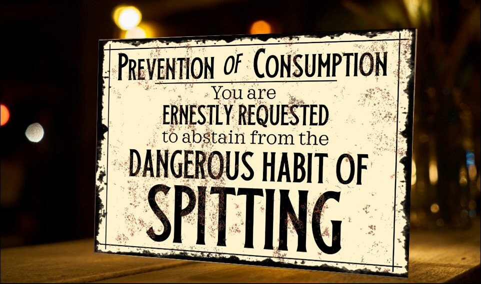 No Spitting Sign: Reproduction Vintage Plaque for Home Bar, Garage