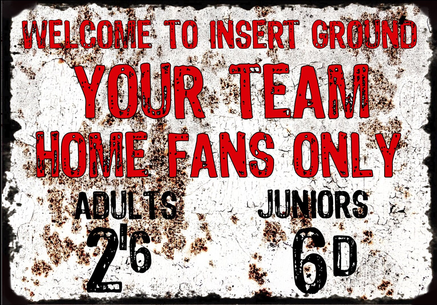 CREATE YOUR OWN! Retro Vintage Football Turnstile Metal Sign Any Club Any Ground