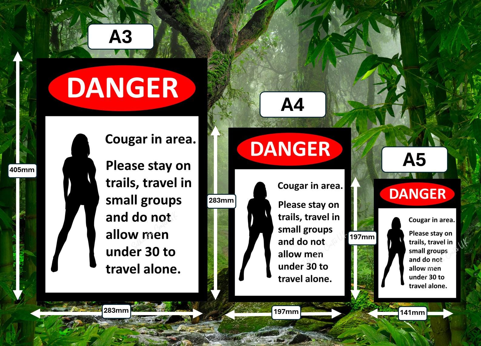 Funny 'Cougar In Area' Metal Sign - Man Cave, Garage, Bar