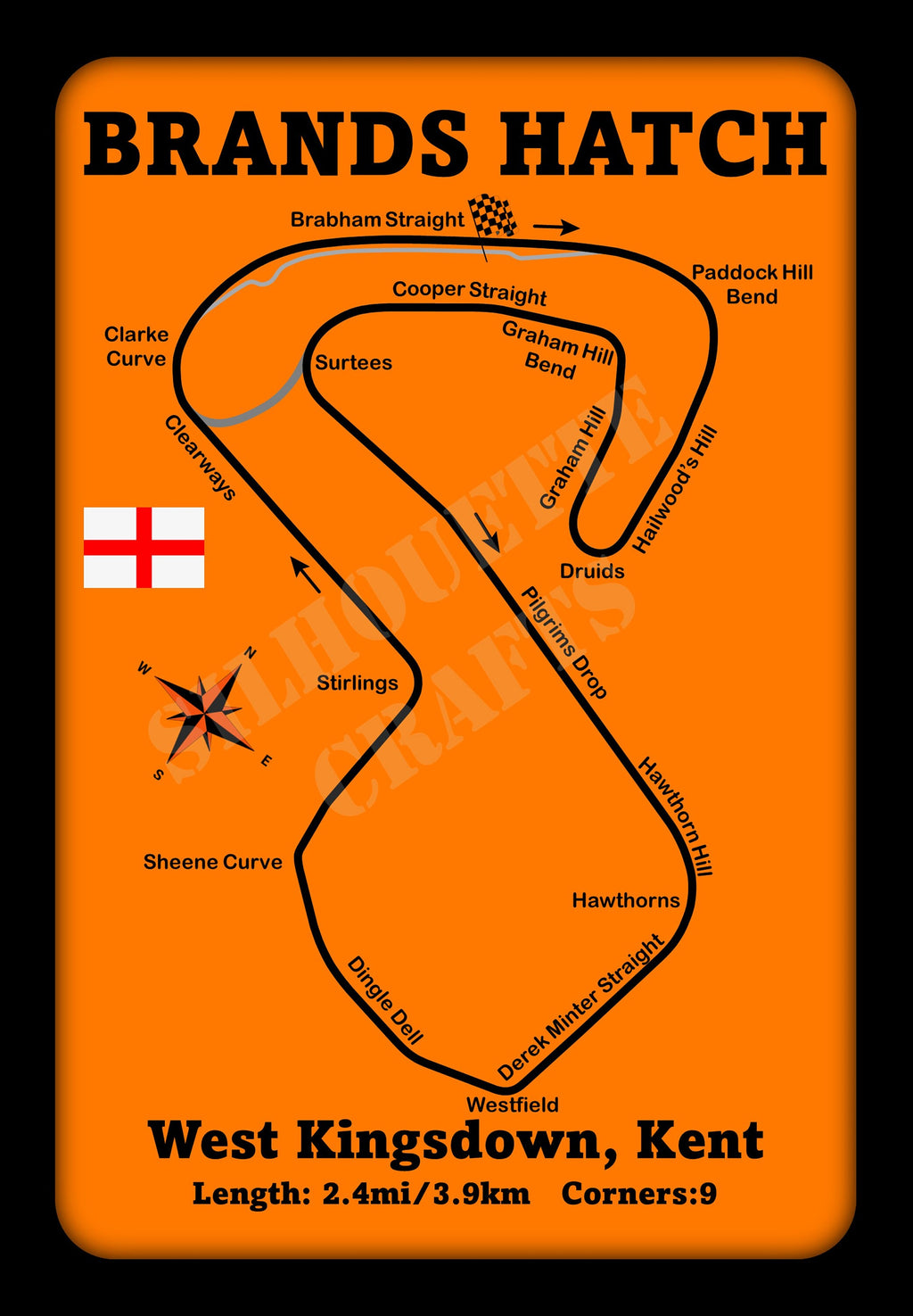 Brands Hatch Circuit Metal Wall Art: F1 MotoGP Poster