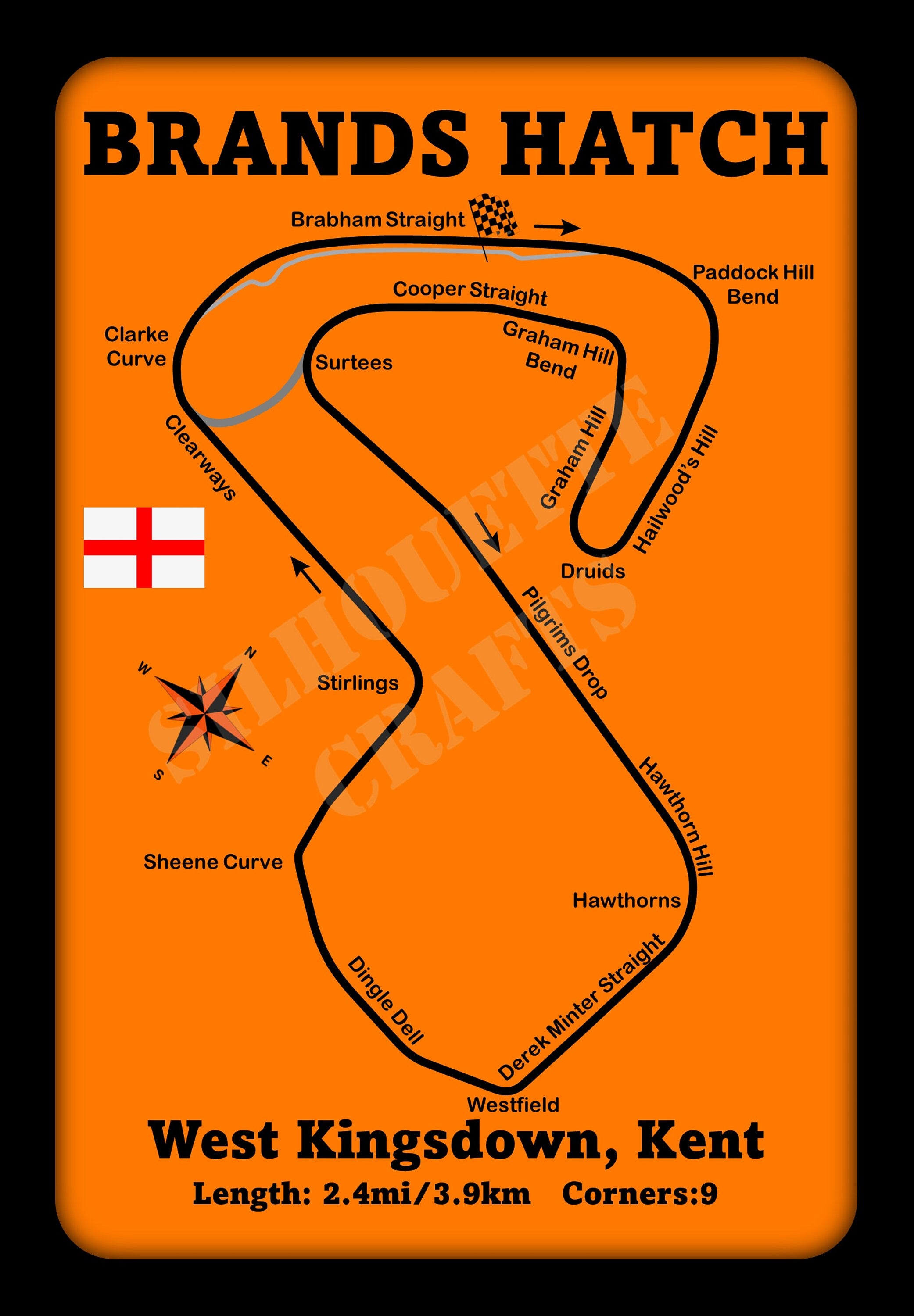 Brands Hatch Circuit Metal Wall Art: F1 MotoGP Poster