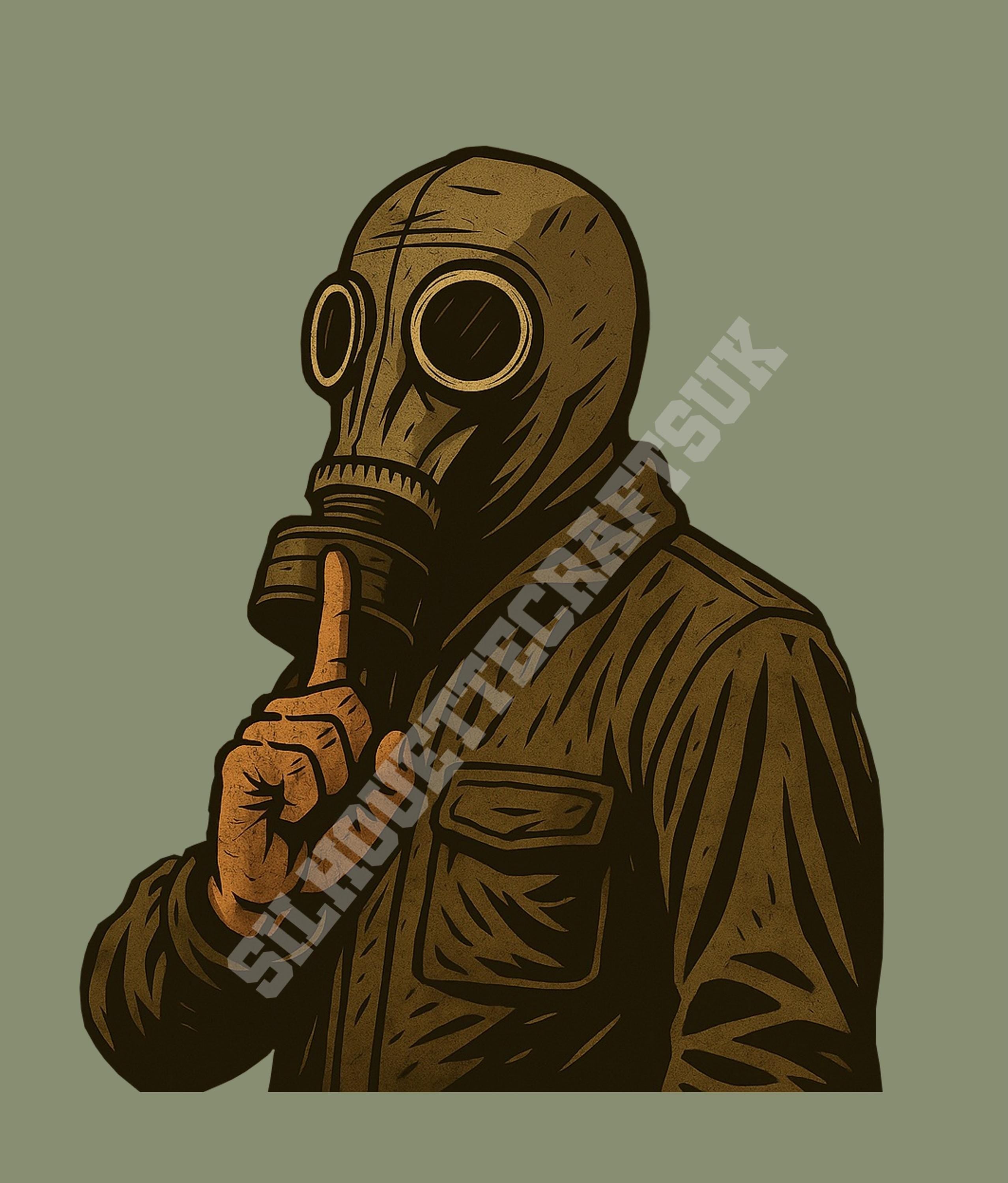 Shush! – Dead Man’s Shoes Gas Mask T‑Shirt | Cult Film Graphic Tee (5 Colours)