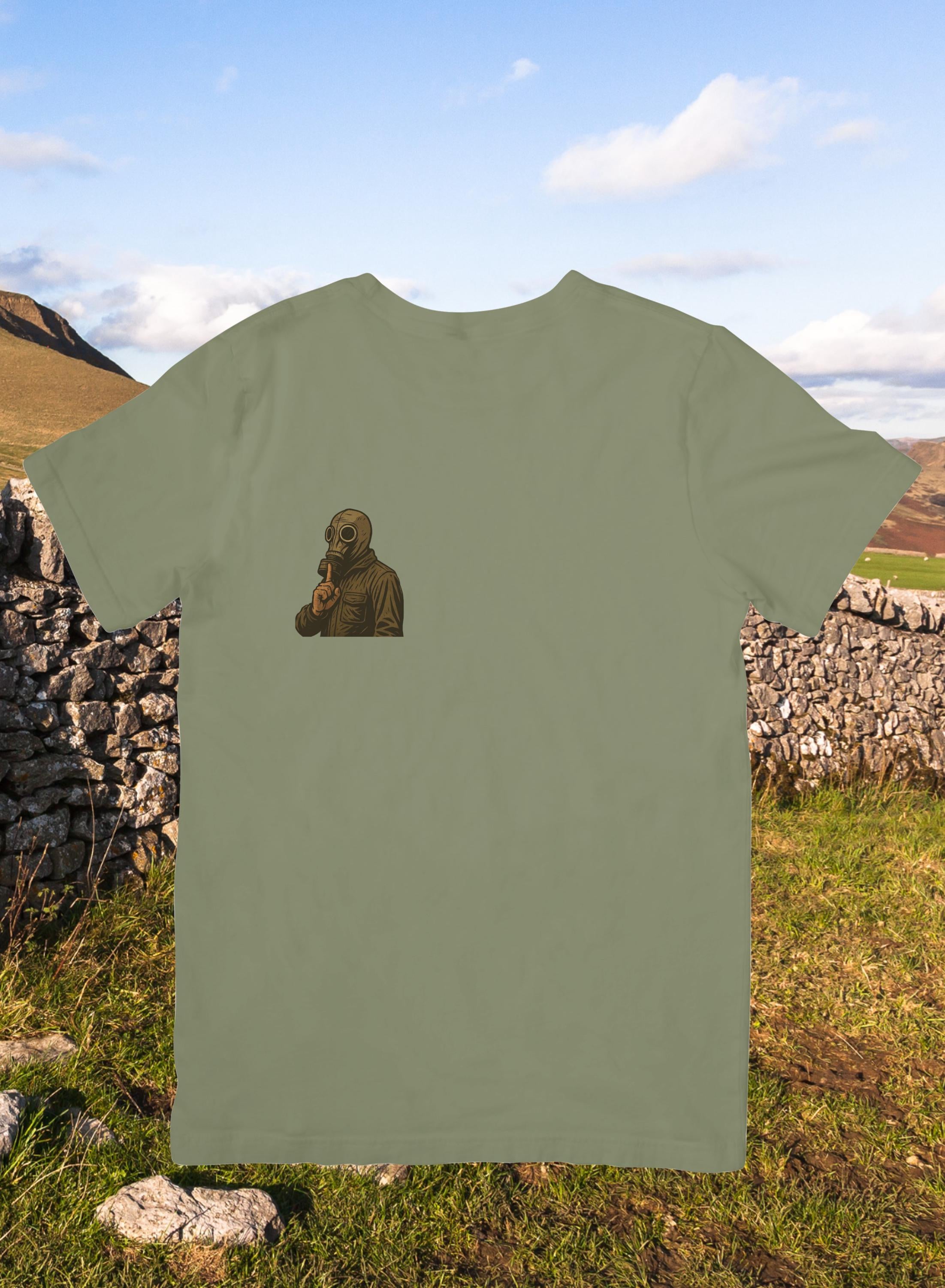 Shush! – Dead Man’s Shoes Gas Mask T‑Shirt | Cult Film Graphic Tee (5 Colours)
