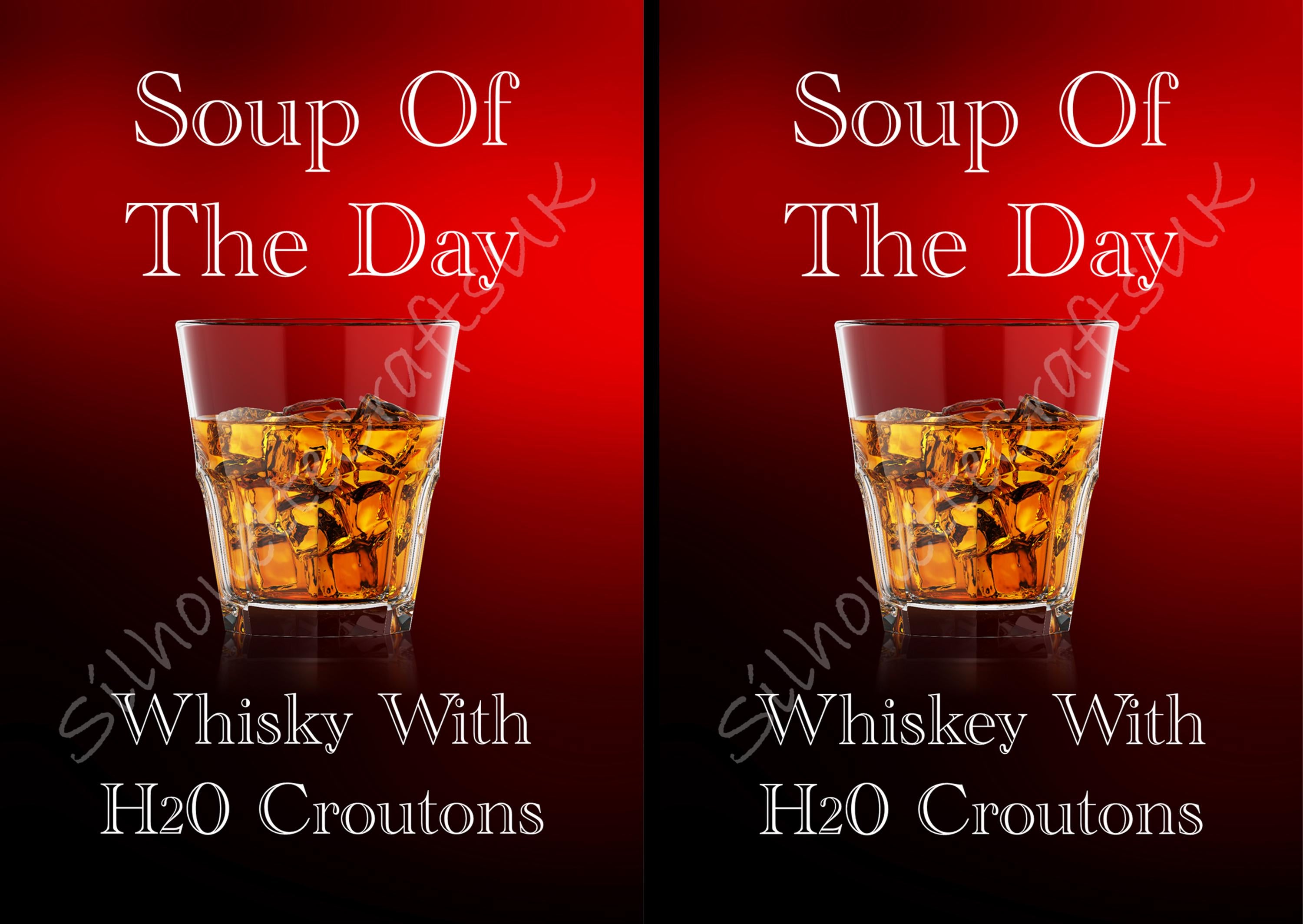 Funny Whisky H2O Croutons Metal Poster: Bar, Man Cave Sign