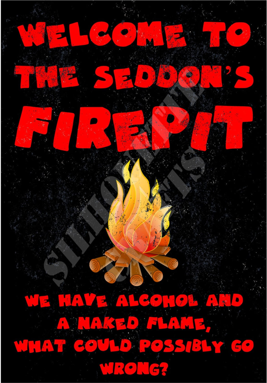 Funny Fire Pit Metal Sign: Retro Bar, Garage, Man Cave Decor