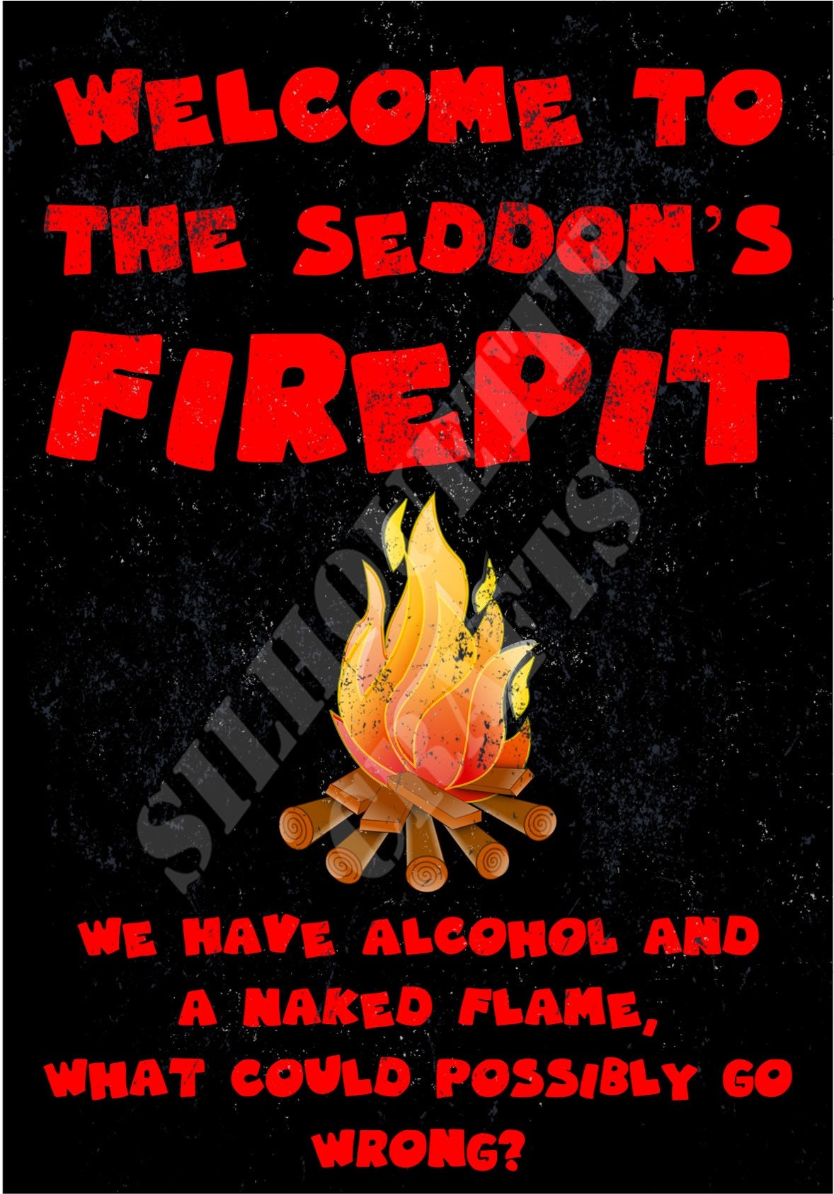 Funny Fire Pit Metal Sign: Retro Bar, Garage, Man Cave Decor