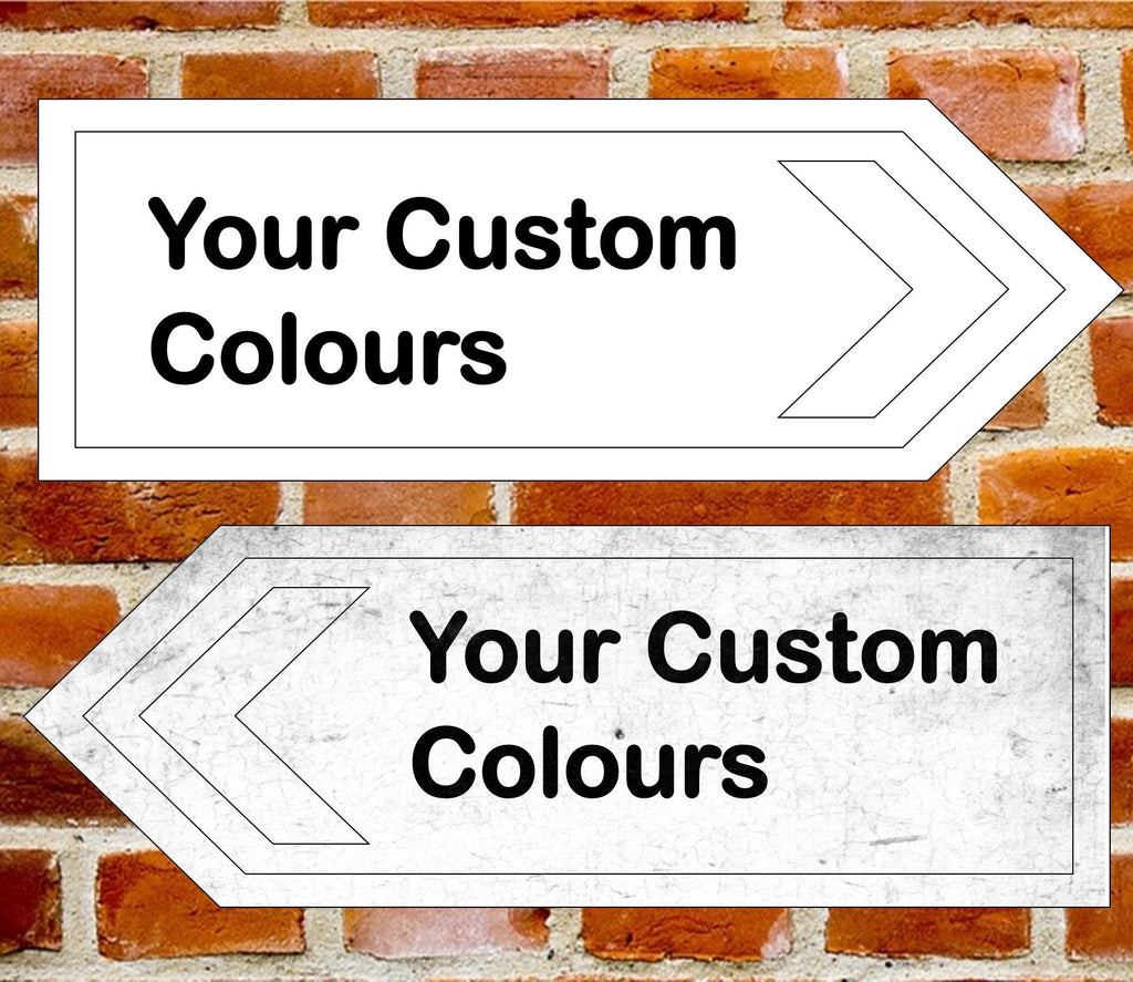 Metal Personalised UK Road Arrow Sign Left Or Right Direction Size 283 x 98mm