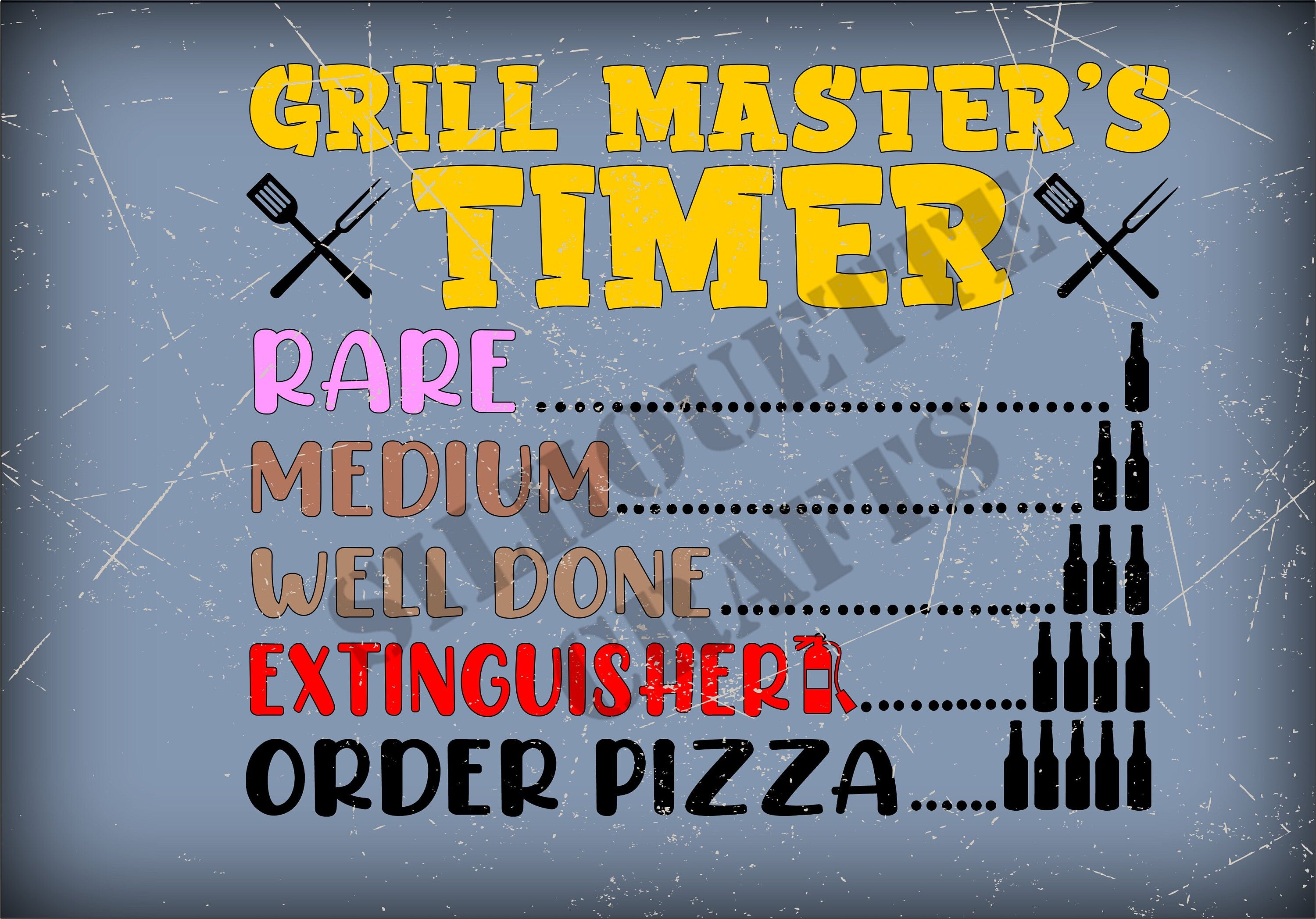 BBQ Grill Masters Timer Funny Metal Plaque/Sign BBQ, Bar, Man Cave