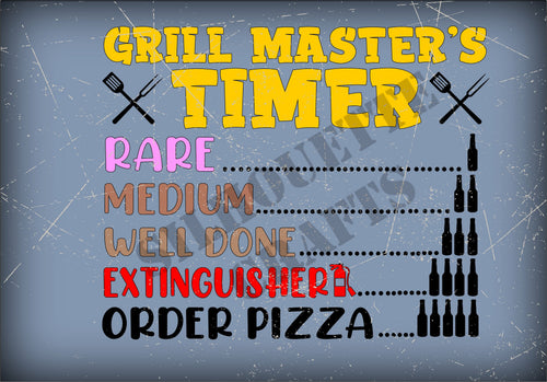 BBQ Grill Masters Timer Funny Metal Plaque/Sign BBQ, Bar, Man Cave