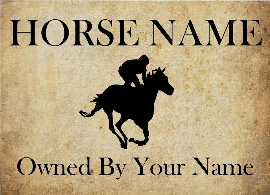 Personalised Horse, Pony Stable Door Sign, Weatherproof Metal Sign Customised