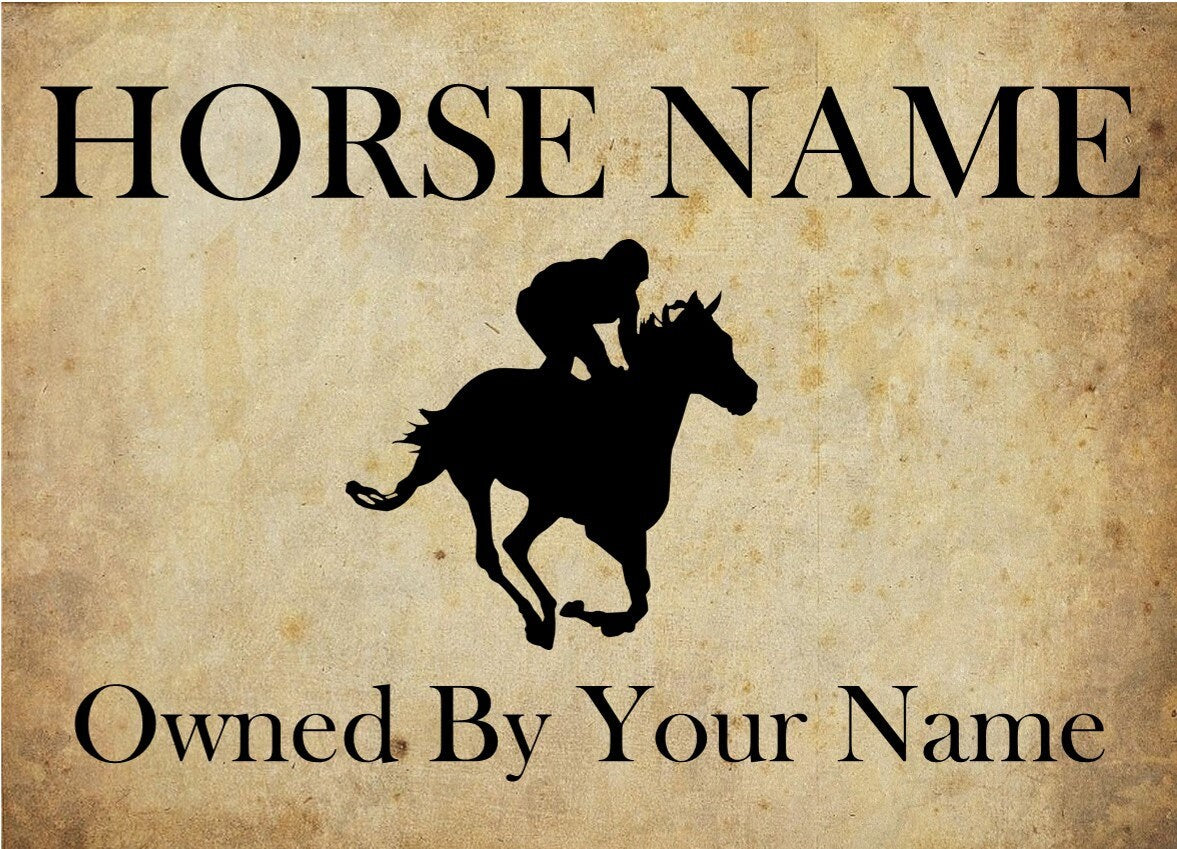 Personalised Horse, Pony Stable Door Sign, Weatherproof Metal Sign Customised