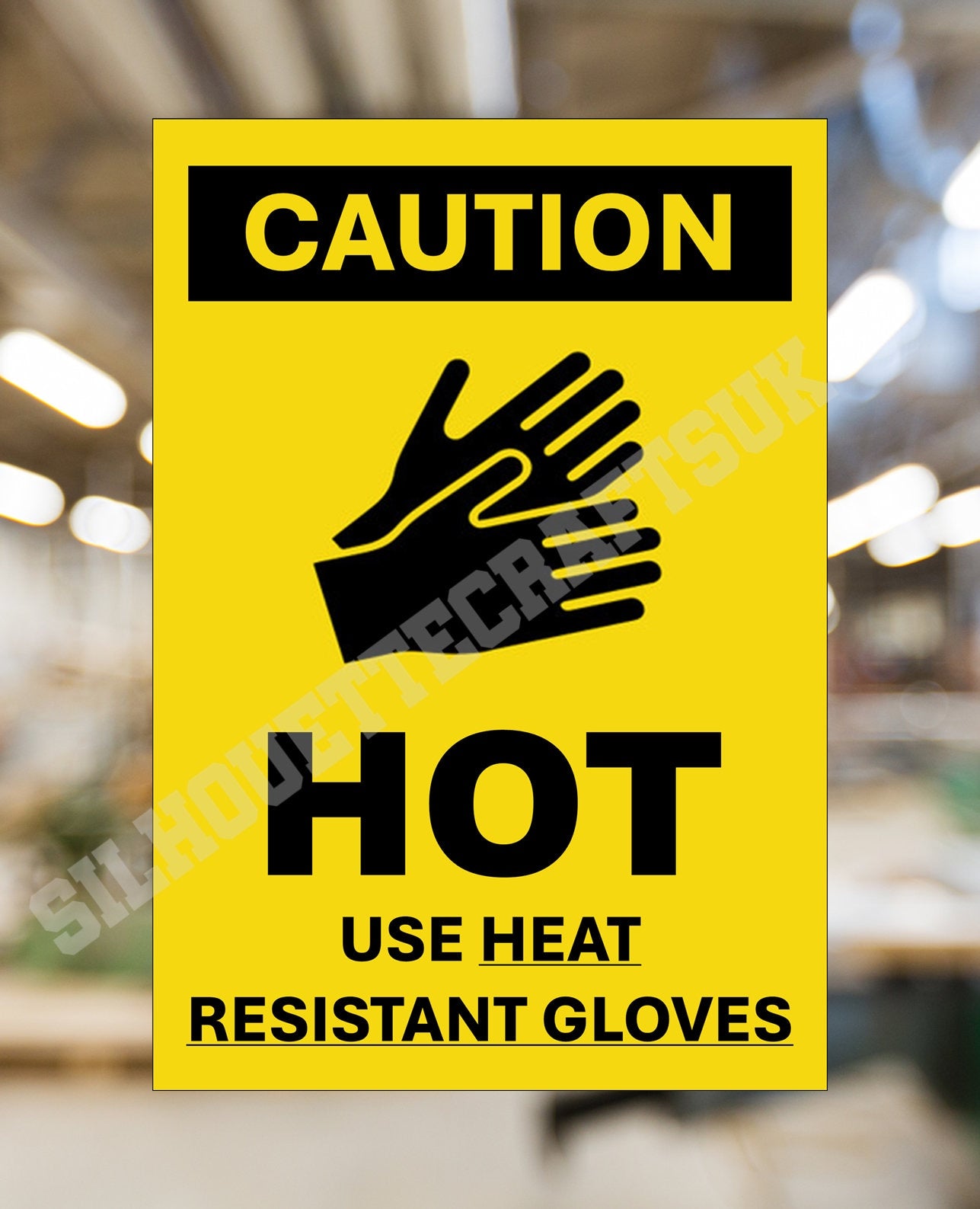 H&S Caution Hot Use Heat Resistant Gloves Metal Sign - 3 sizes available