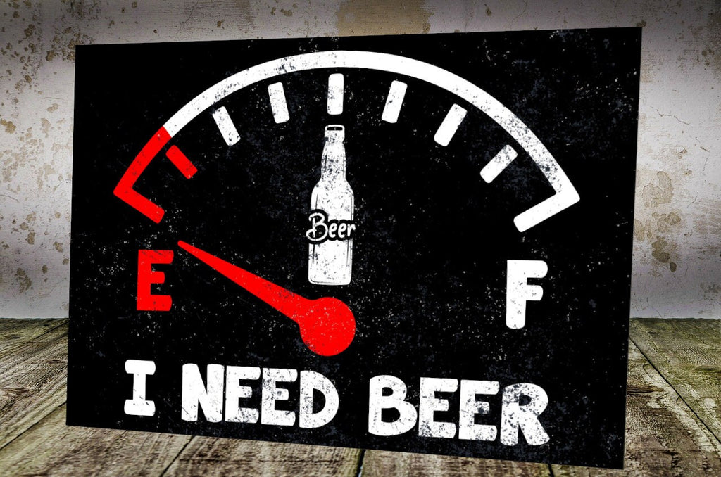 I Need Beer Funny Metal Plaque/Sign Home Bar, BBQ, Bar, Man Cave