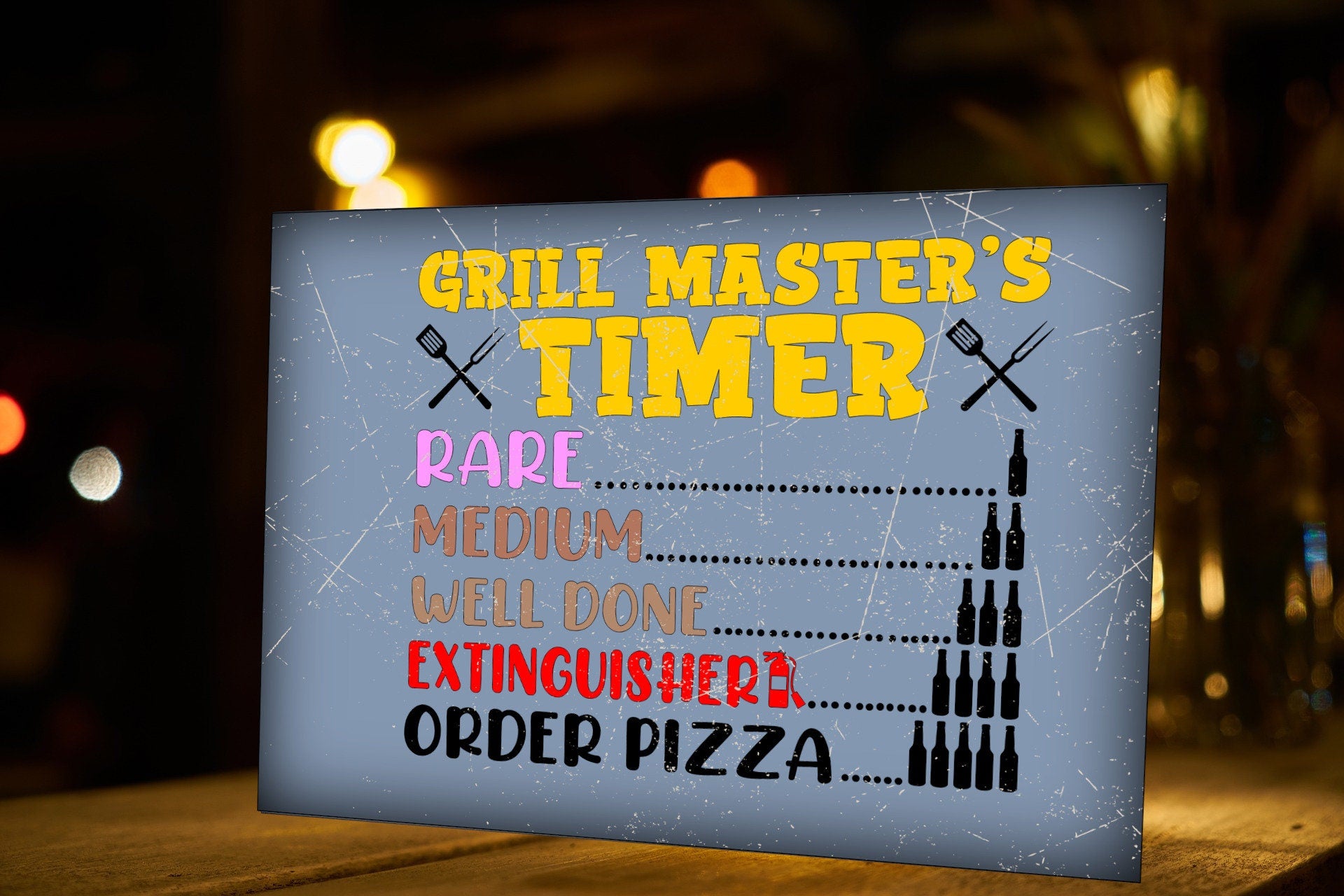 BBQ Grill Masters Timer Funny Metal Plaque/Sign BBQ, Bar, Man Cave