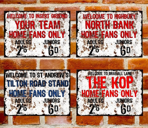 CREATE YOUR OWN! Retro Vintage Football Turnstile Metal Sign Any Club Any Ground