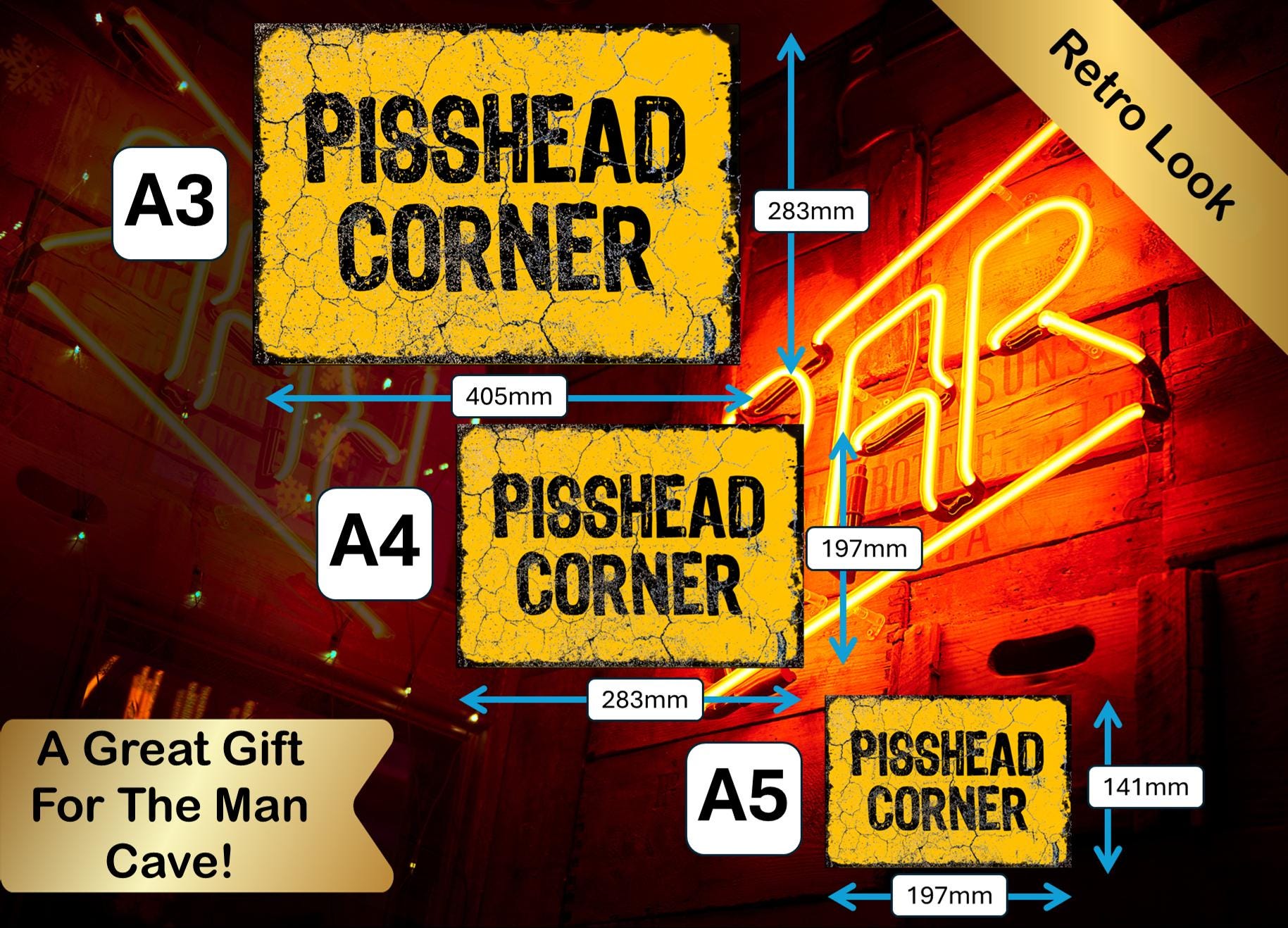 Pisshead Corner Funny Metal Plaque/Sign, Garage, Shed, Home Bar, Man Cave