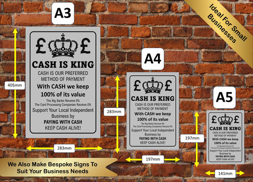 Cash Is King - Small Business Metal Sign