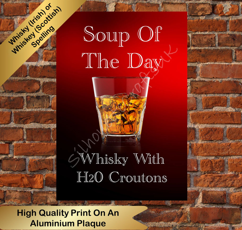 Funny Whisky H2O Croutons Metal Poster: Bar, Man Cave Sign