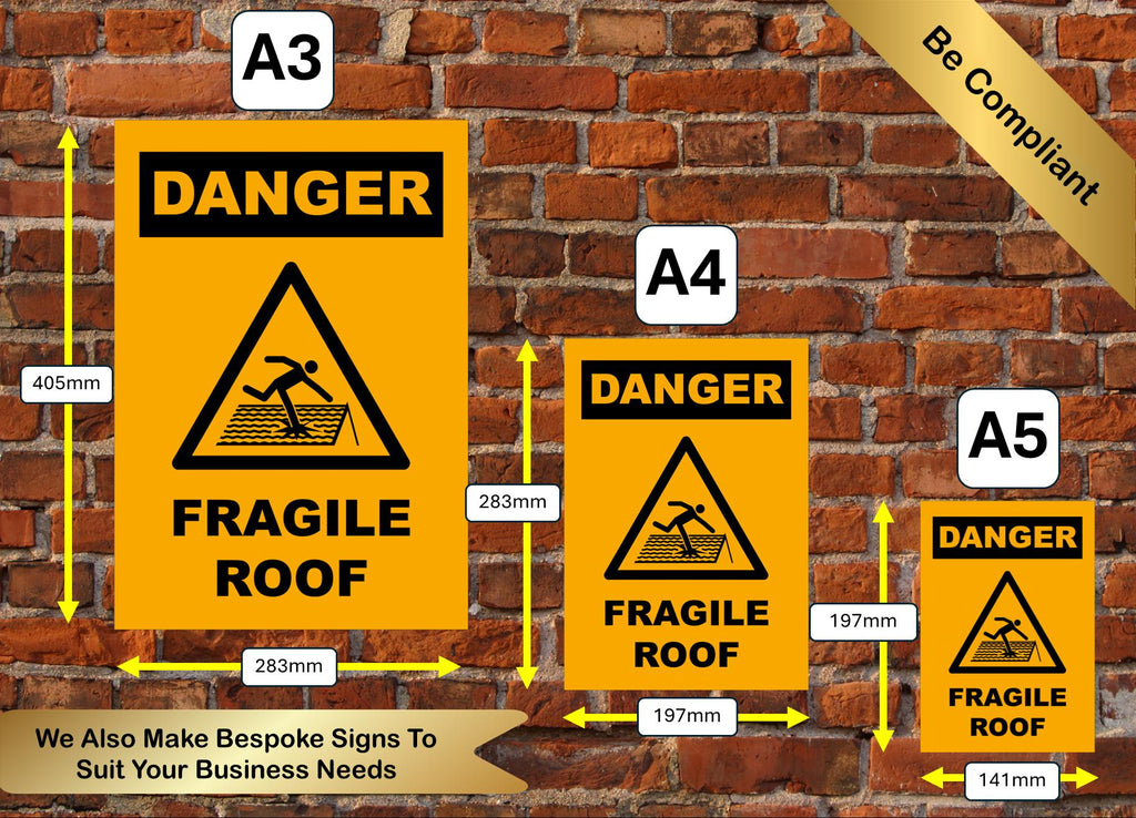 H&S Fragile Roof Metal Sign - 3 sizes available